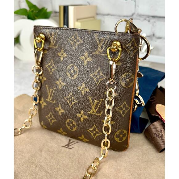 Louis Vuitton Monogram pouch Crossbody, shoulder bag with chain and bag charm - Picture 3 of 14